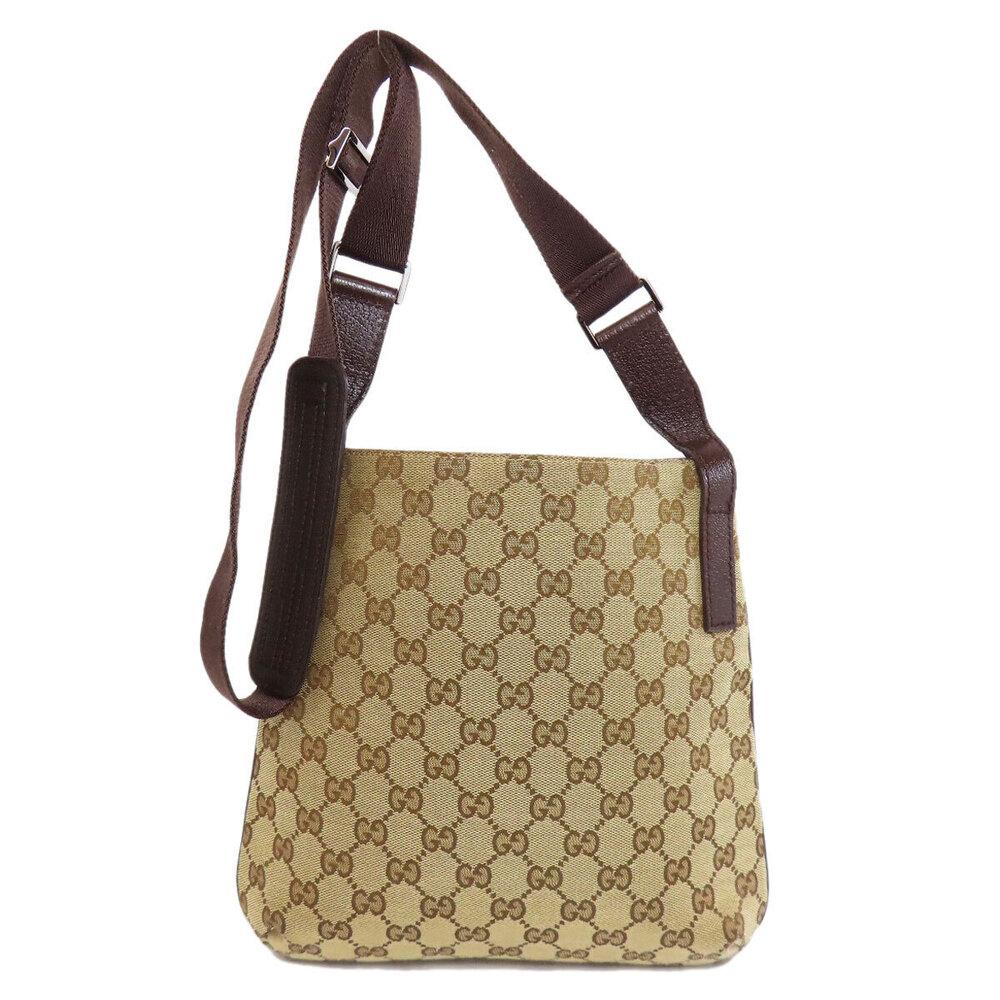 Gucci Canvas GG Brown Leather Shoulder Bag